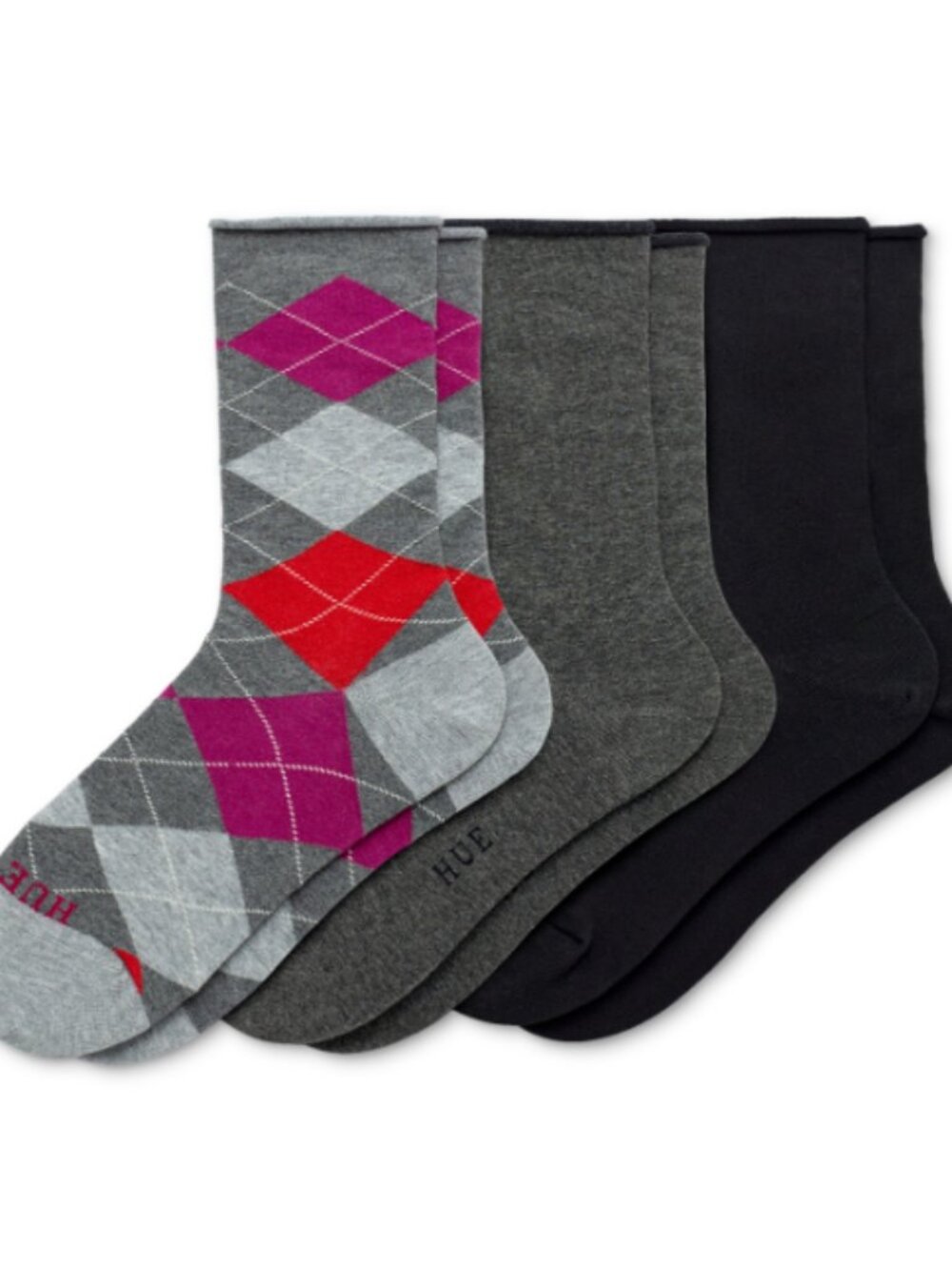 Hue Women's 3-Pk. Roll Top Socks - Grey Pack
